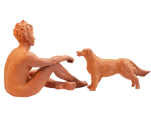 “Boy and his Dog” Terracotta H 10” W 21” D 9”